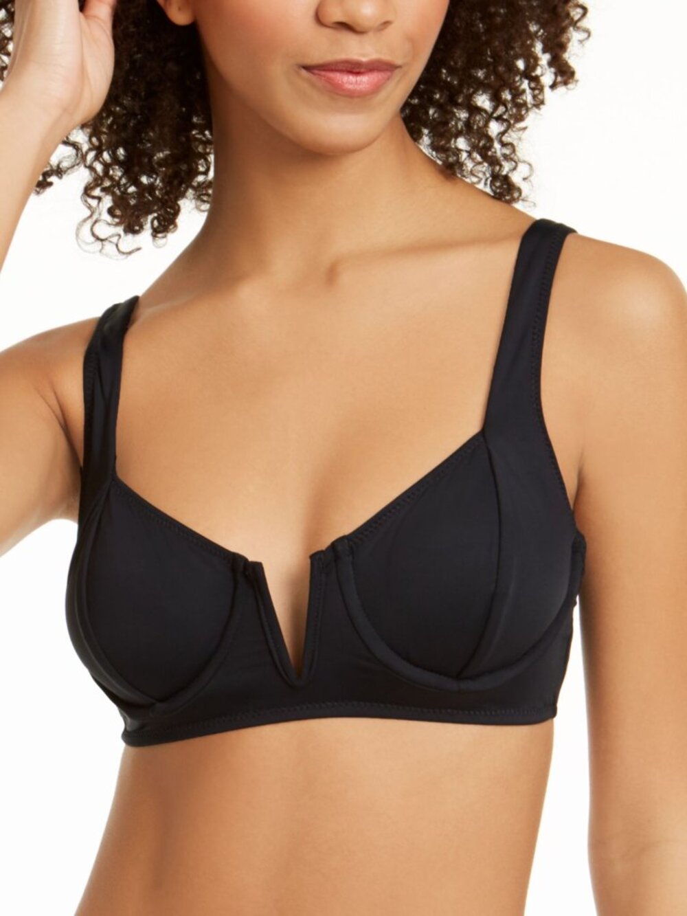 bar III Womens V-Wire Underwire Bikini Swim Top
